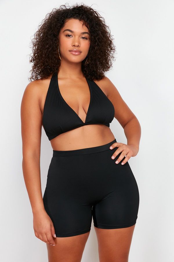 Trendyol Trendyol Curve Black High Waist Knitted Bikini Bottom
