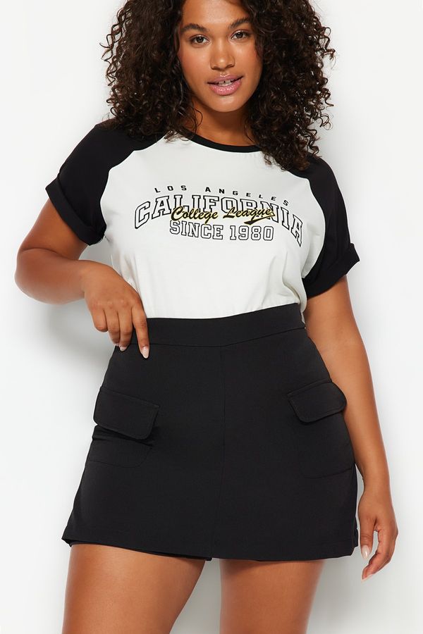 Trendyol Trendyol Curve Black Pencil Skirt Double Face Plus Size Skirt