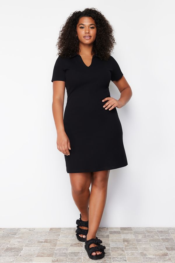 Trendyol Trendyol Curve Black Polo Neck Midi Knitted Dress