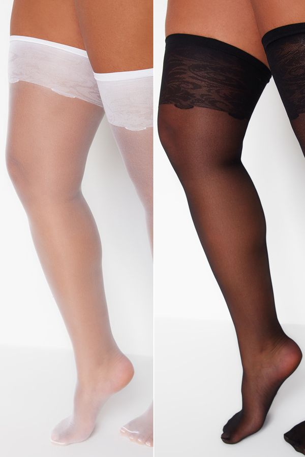 Trendyol Trendyol Curve Black-White 2 Pack Garter Stockings