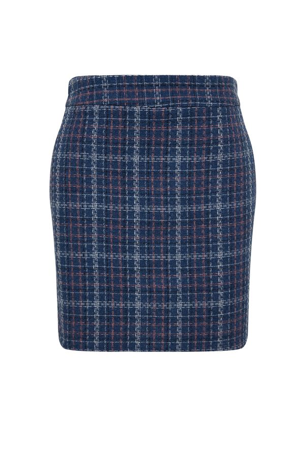 Trendyol Trendyol Curve Blue Checkered Skirt