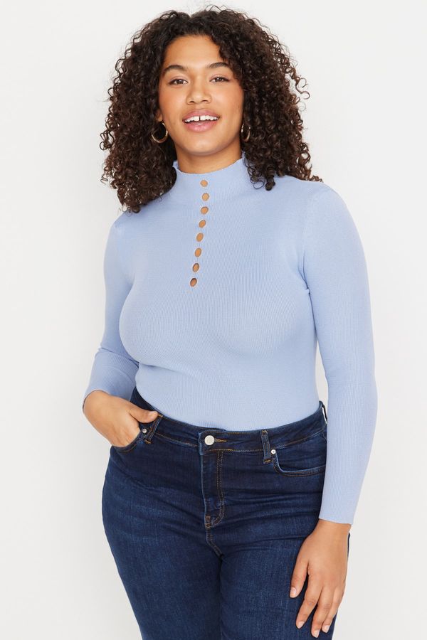 Trendyol Trendyol Curve Blue High Neck Knitwear Blouse