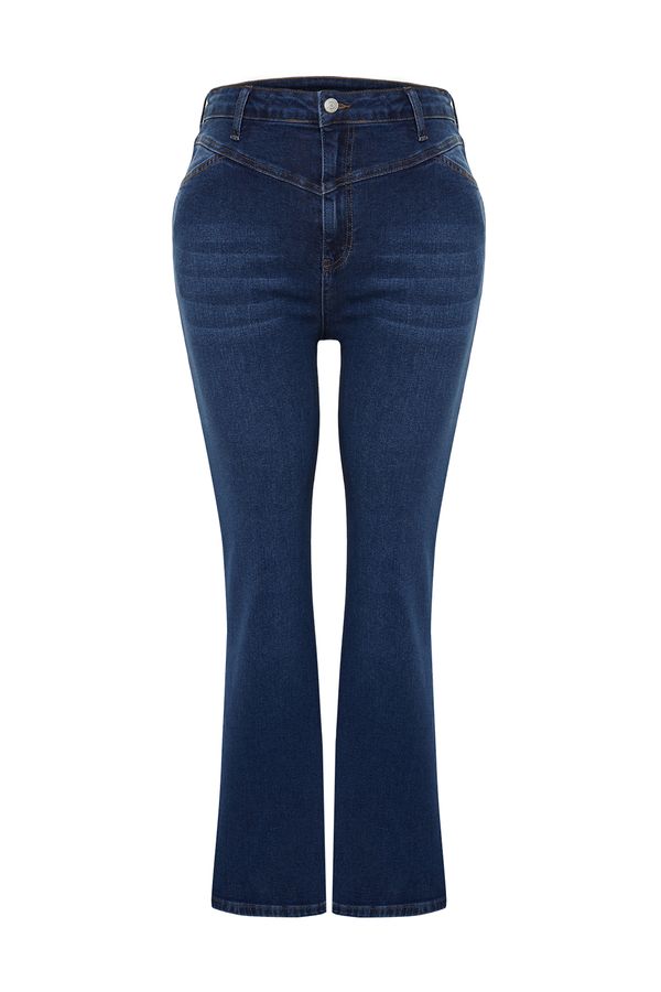 Trendyol Trendyol Curve Blue Stitching Detailed Flare Fit Denim Jeans