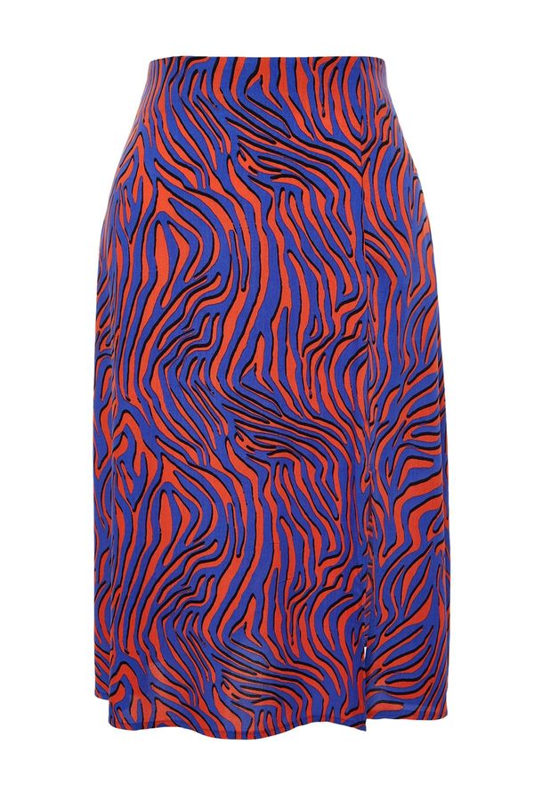 Trendyol Trendyol Curve Multicolored Animal Print A-line Shally Knitted Skirt