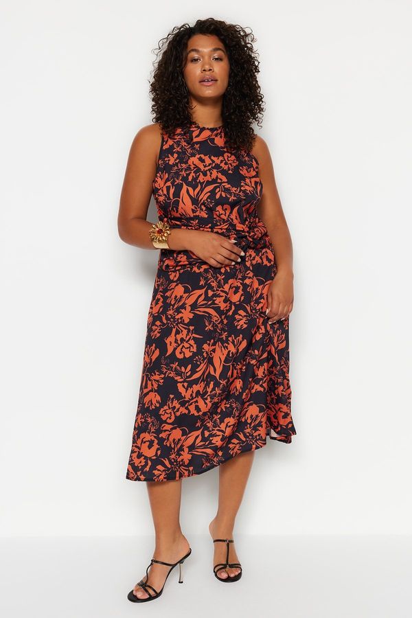 Trendyol Trendyol Curve Multicolored Floral A-line Midi Woven Dress