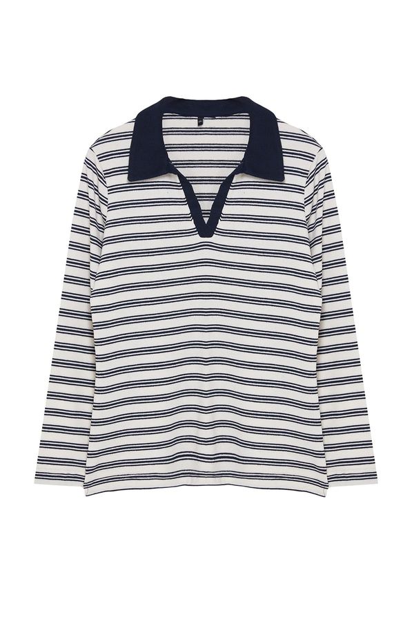 Trendyol Trendyol Curve Navy Blue Camisole Knitted Plus Size Blouse