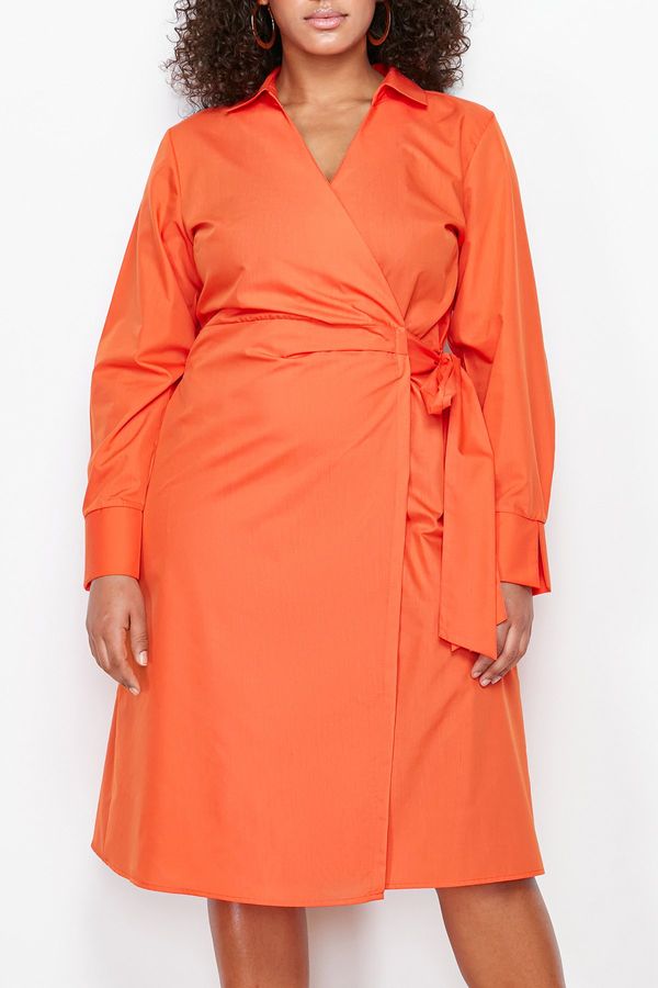 Trendyol Trendyol Curve Orange Double Breasted Woven Dress