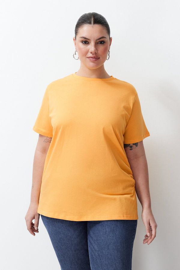 Trendyol Trendyol Curve Orange Slit And Gathered Detail Boyfriend Knitted T-shirt