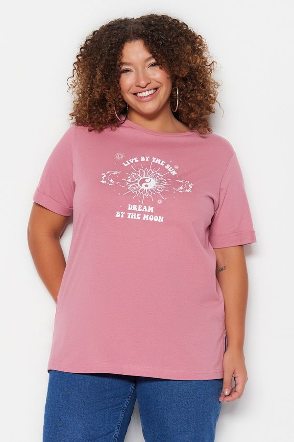 Trendyol Trendyol Curve Pink Crew Neck Knitted T-Shirt
