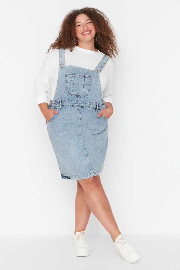 Trendyol Trendyol Curve Plus Size Dress - Blue - Jile