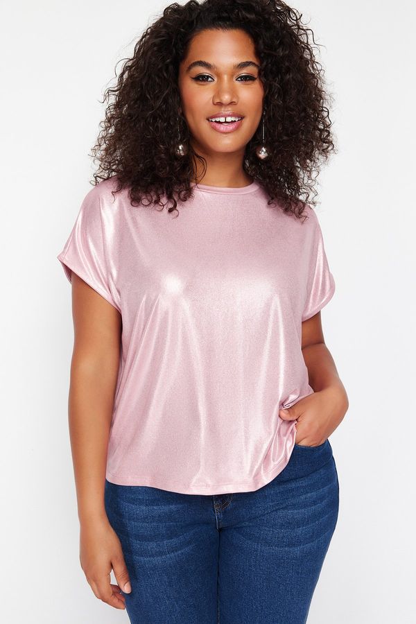 Trendyol Trendyol Curve Powder Metallic Printed Knitted Blouse