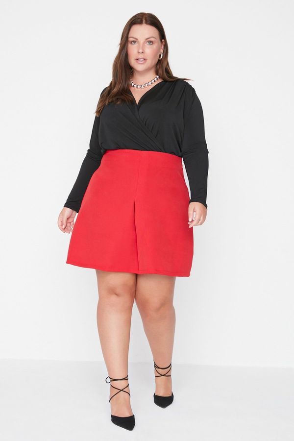 Trendyol Trendyol Curve Red Pleated Mini Woven Skirt