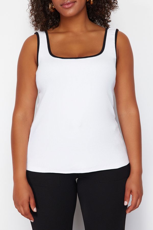 Trendyol Trendyol Curve White Contrast Piping Knitted Undershirt