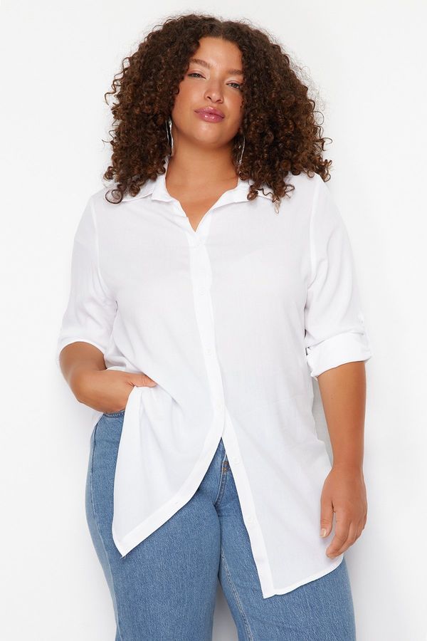 Trendyol Trendyol Curve White Oversize Woven Shirt
