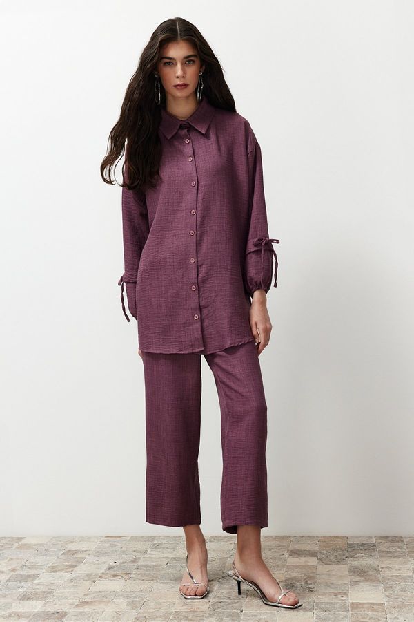 Trendyol Trendyol Damson Linen Look Woven Two Piece Set