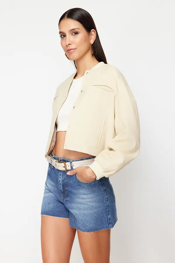 Trendyol Trendyol Dark Blue High Waist Denim Shorts