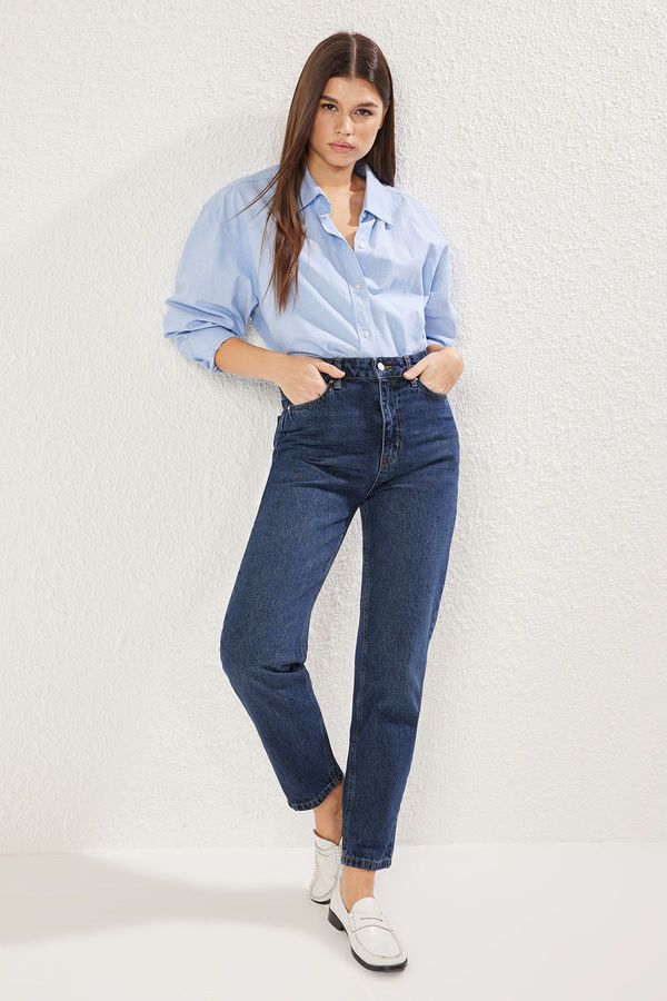 Trendyol Trendyol Dark Blue Regular Waist Mom Jeans