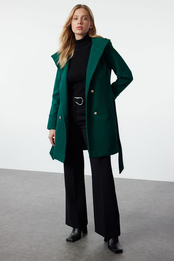 Trendyol Trendyol Dark Green Regular Belted Coat