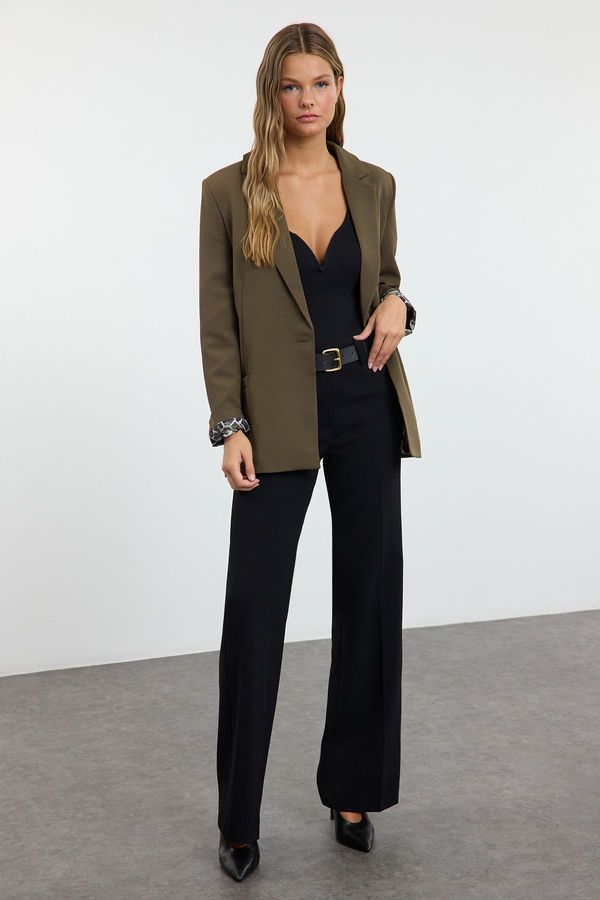 Trendyol Trendyol Dark Khaki Regular Lined Detailed Woven Blazer Jacket