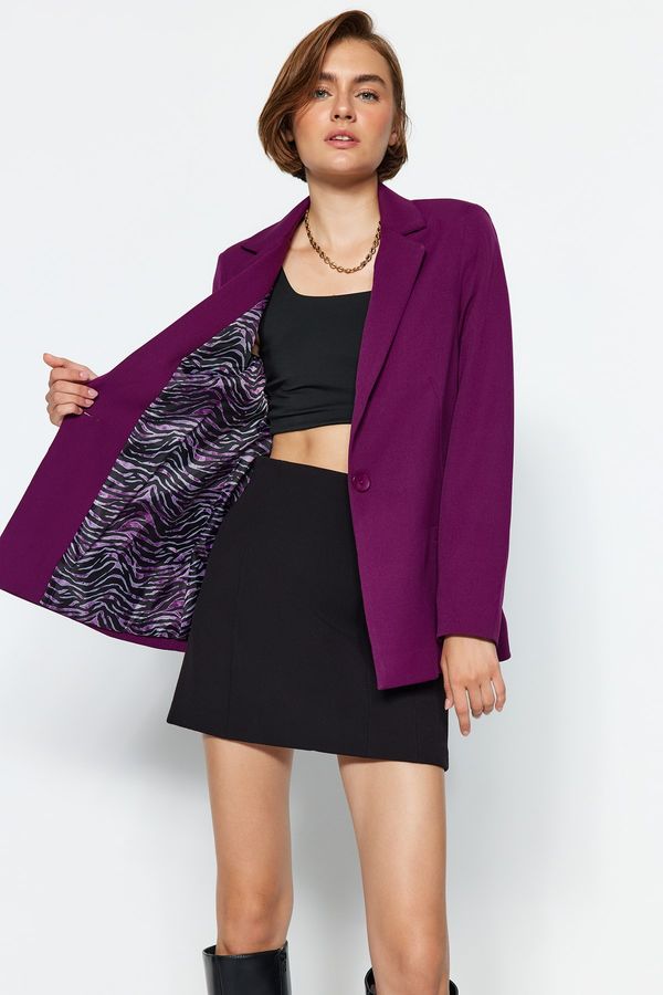 Trendyol Trendyol Dark Purple Regular Woven Blazer Jacket with Lining Detail