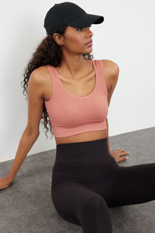 Trendyol Trendyol Dark Rose Seamless/Seamless Padded/Shaping Knitted Sports Bra