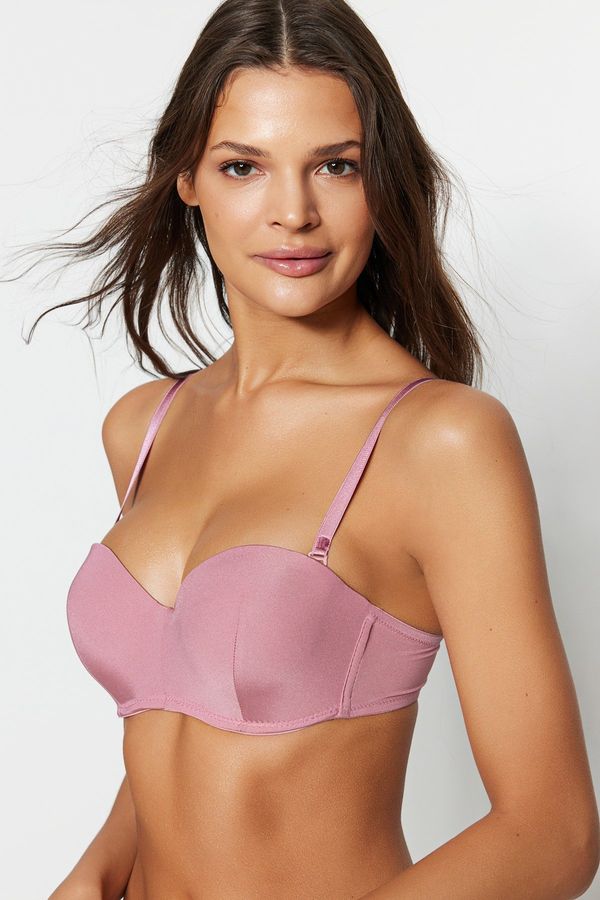 Trendyol Trendyol Dried Rose Polyamide Padded Strapless Knitted Bra with Removable Straps