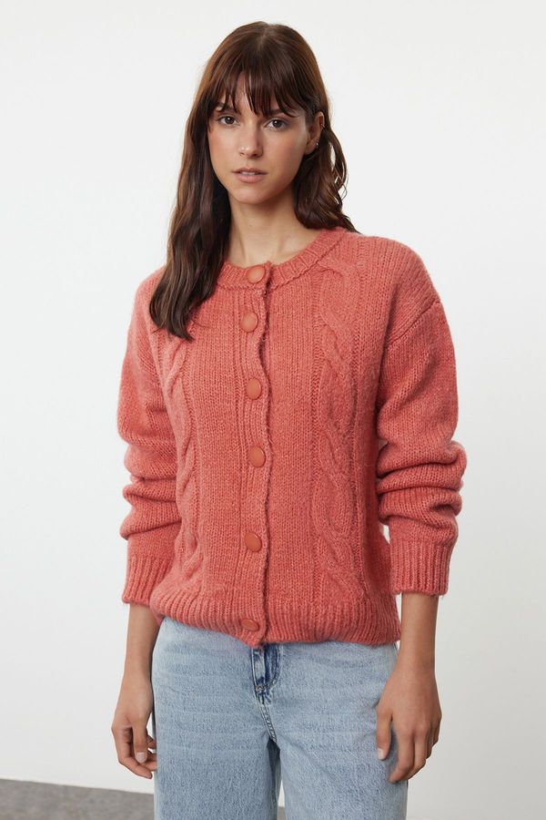 Trendyol Trendyol Dusty Rose Knit Detailed Knitwear Cardigan