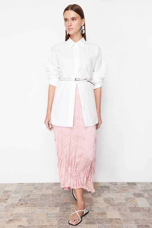 Trendyol Trendyol Dusty Rose Pleated Satin Woven Skirt