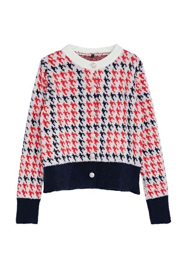 Trendyol Trendyol Ecru Boucle Thread Self-Patterned Knitwear Cardigan