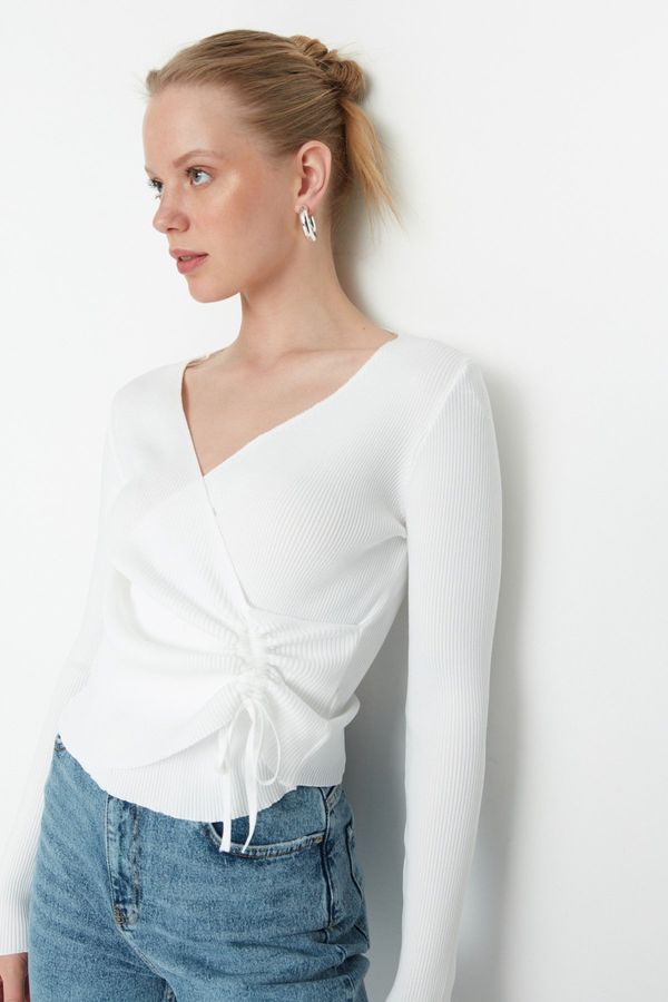 Trendyol Trendyol Ecru Двуреден трикотажен пуловер