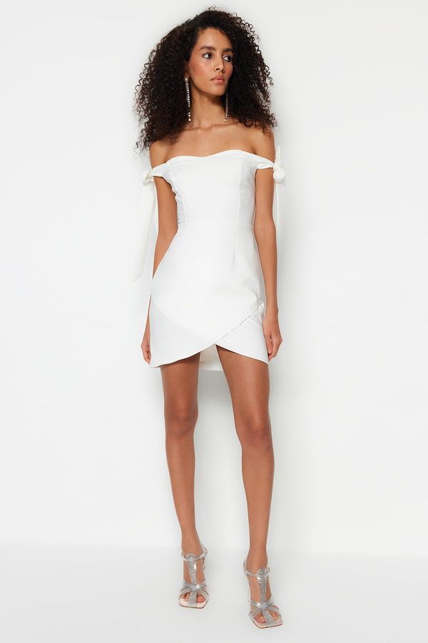 Trendyol Trendyol Ecru двуредна подплатена тъкана булчинска вечерна рокля