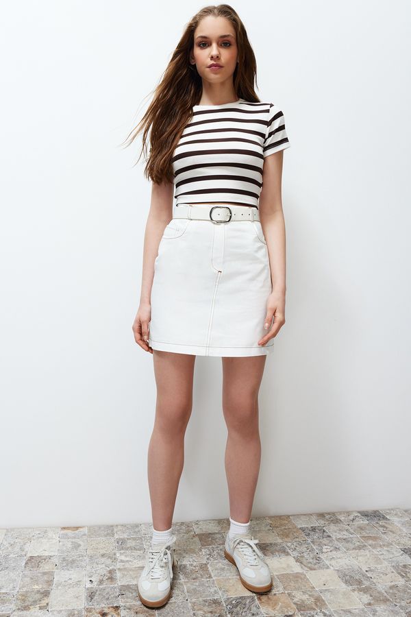 Trendyol Trendyol Ecru Gabardine Fabric Mini Length Woven Skirt