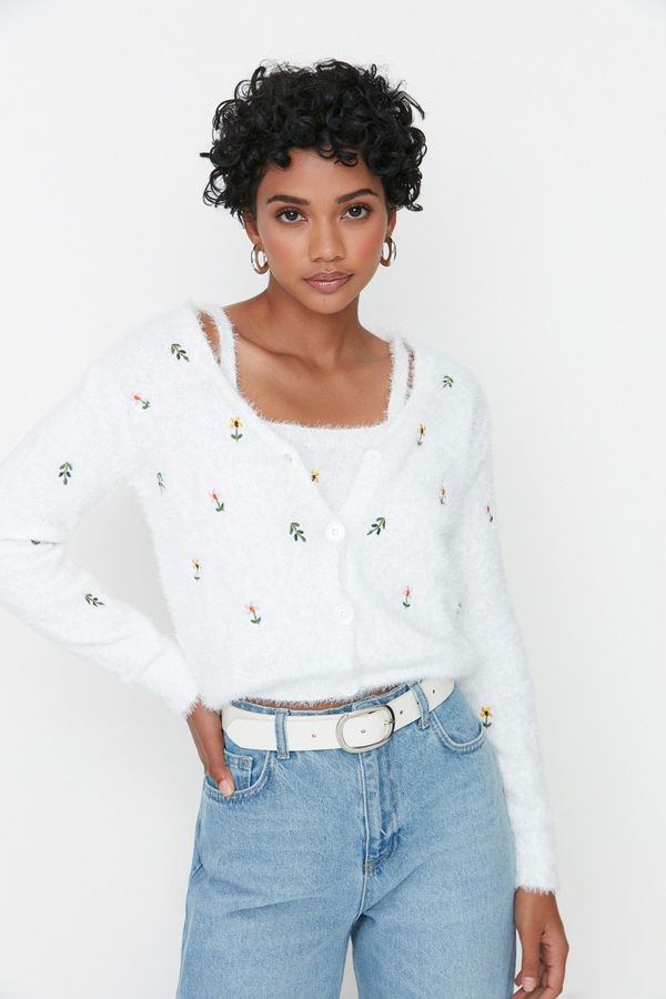 Trendyol Trendyol Ecru Hairy/Beard Rope Blouse Cardigan Knitwear Suit