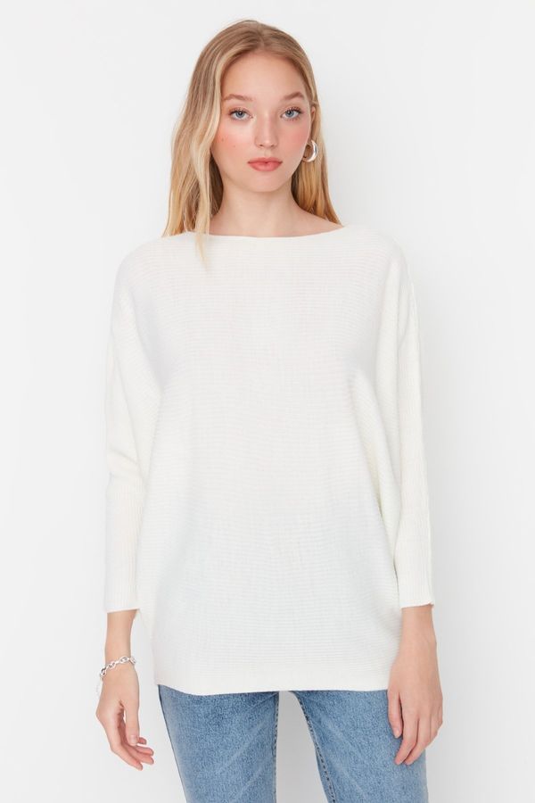Trendyol Trendyol Ecru лодка яка трикотаж пуловер