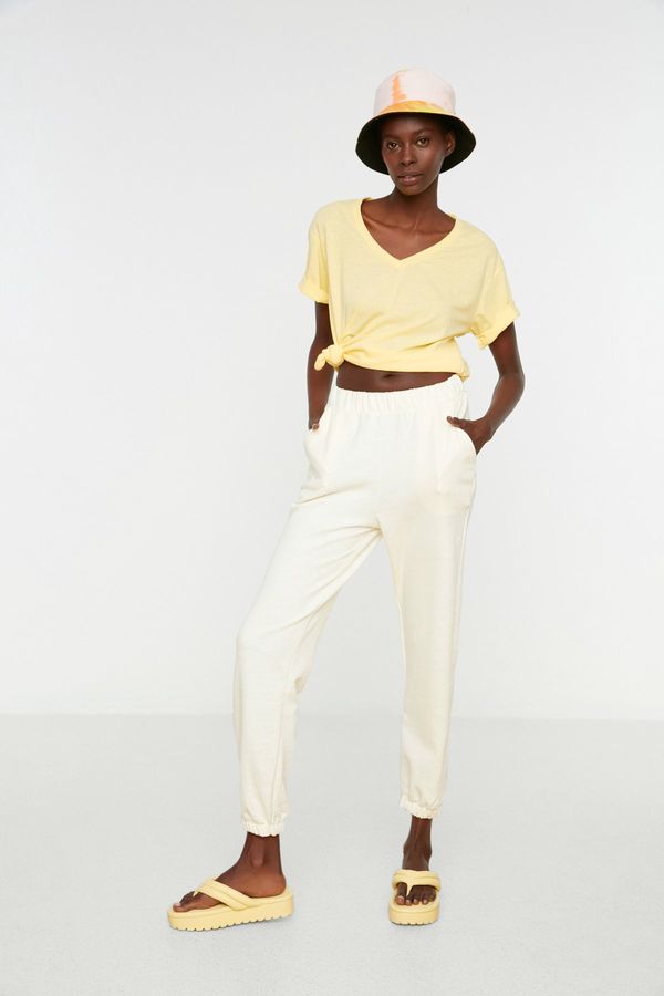 Trendyol Trendyol Ecru Loose Jogger Slim плетени панталони