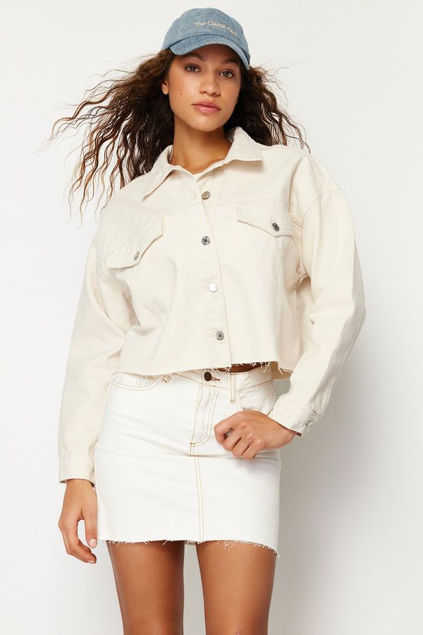 Trendyol Trendyol Ecru Oversize Denim Jacket