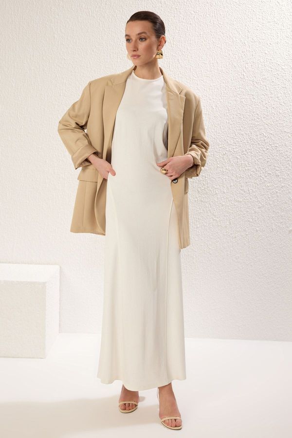 Trendyol Trendyol Ecru Plain Knitting Interlock Dress