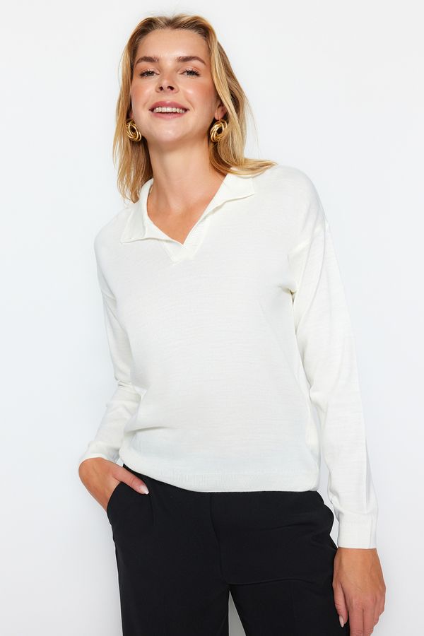 Trendyol Trendyol Ecru Поло яка трикотаж пуловер