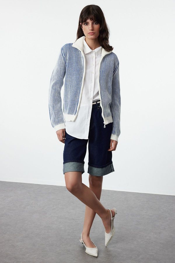 Trendyol Trendyol Ecru Stand Collar Knitwear Cardigan