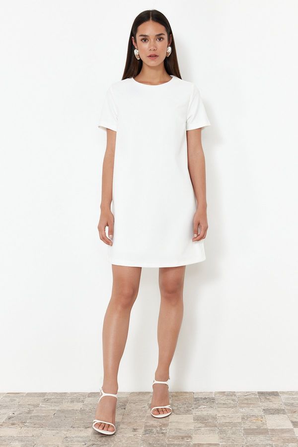 Trendyol Trendyol Ecru Straight Cut Super Mini Woven Dress