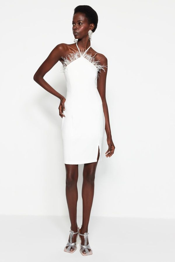 Trendyol Trendyol Ecru вталена облицована тъкани Otriche сватба/брак елегантна вечерна рокля