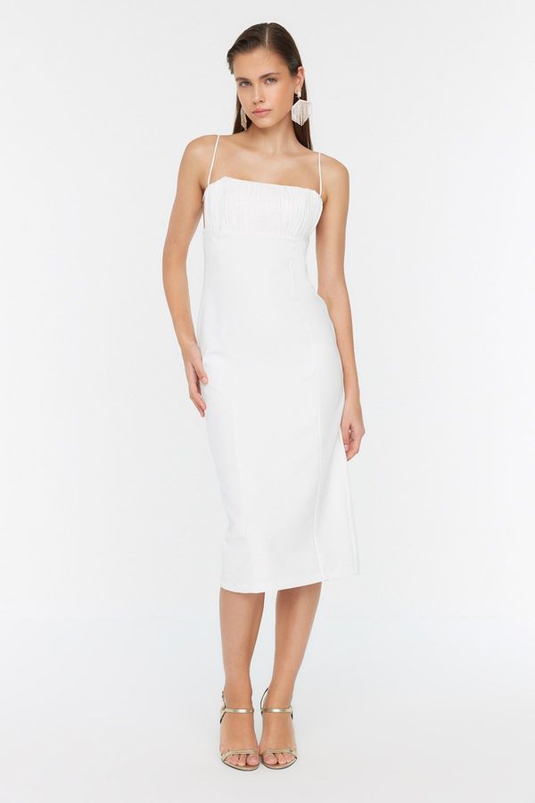 Trendyol Trendyol Ecru яка подробни вечерна рокля вечерна рокля