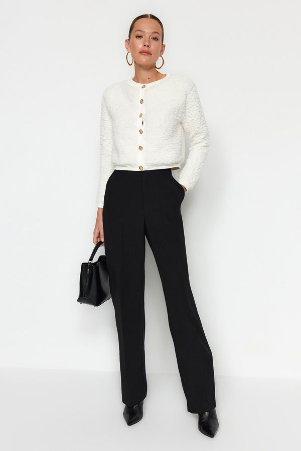 Trendyol Trendyol Ecru злато закопчана плюшена жилетка плетена жилетка