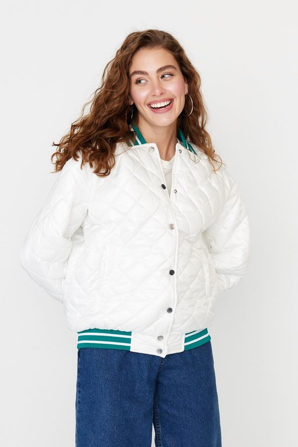 Trendyol Trendyol екрю извънгабаритни ребро подробни бомбардировач палто