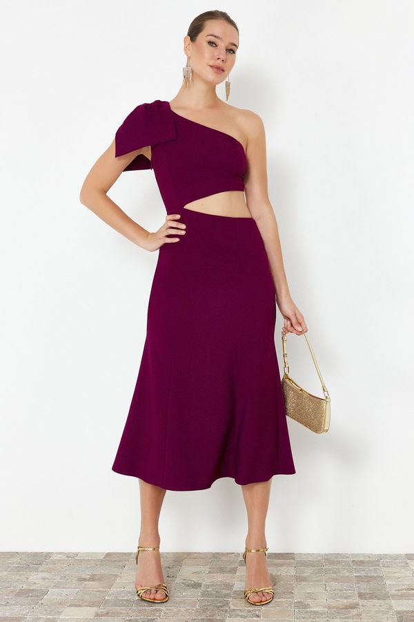 Trendyol Trendyol Elegant Evening Dress with Plum Bow and Window/Cut Out Detail