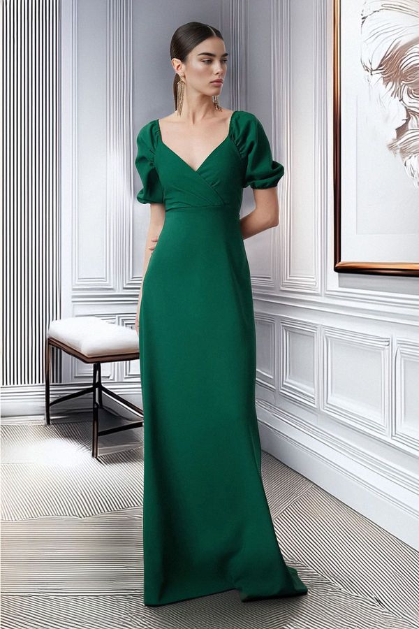Trendyol Trendyol Emerald Green A-Line Woven Long Evening Dress & Graduation Dress