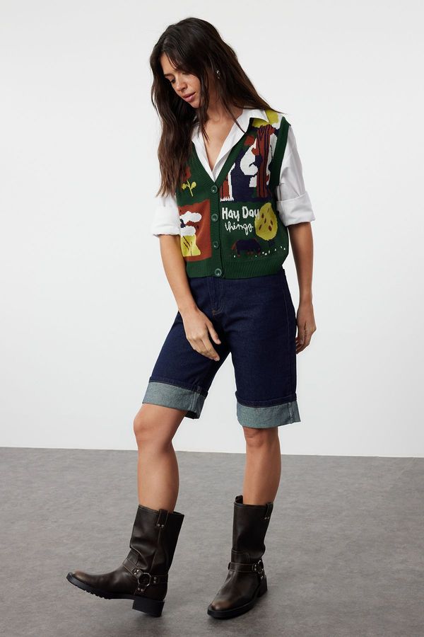 Trendyol Trendyol Emerald Green Buttoned Knitwear Cardigan