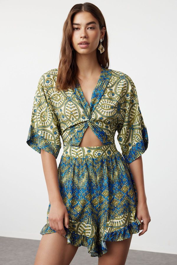 Trendyol Trendyol Ethnic Patterned Woven Cut Out/Window Overalls