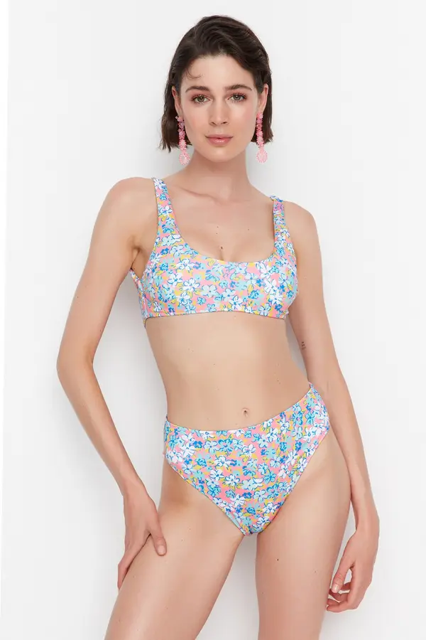 Trendyol Trendyol Floral Print Bandeau Bikini Top