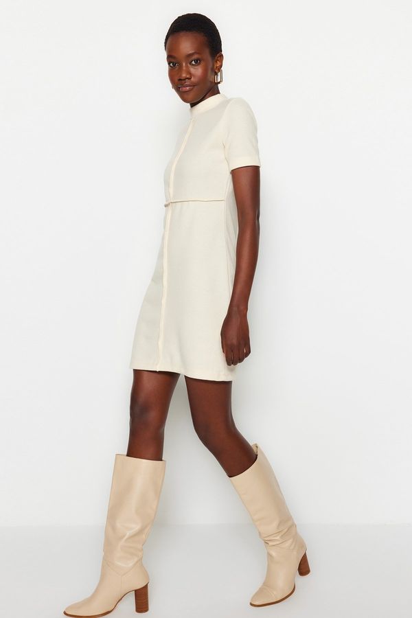 Trendyol Trendyol флот синьо A-Line / Cbell форма Солун / трикотажни мини трикотажна рокля